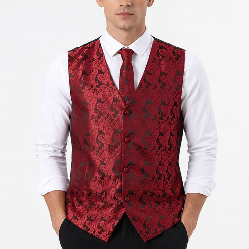 Herren-Allround-Set mit Weste im Paisley-Muster, 3-in-1-Anzugweste - image 1