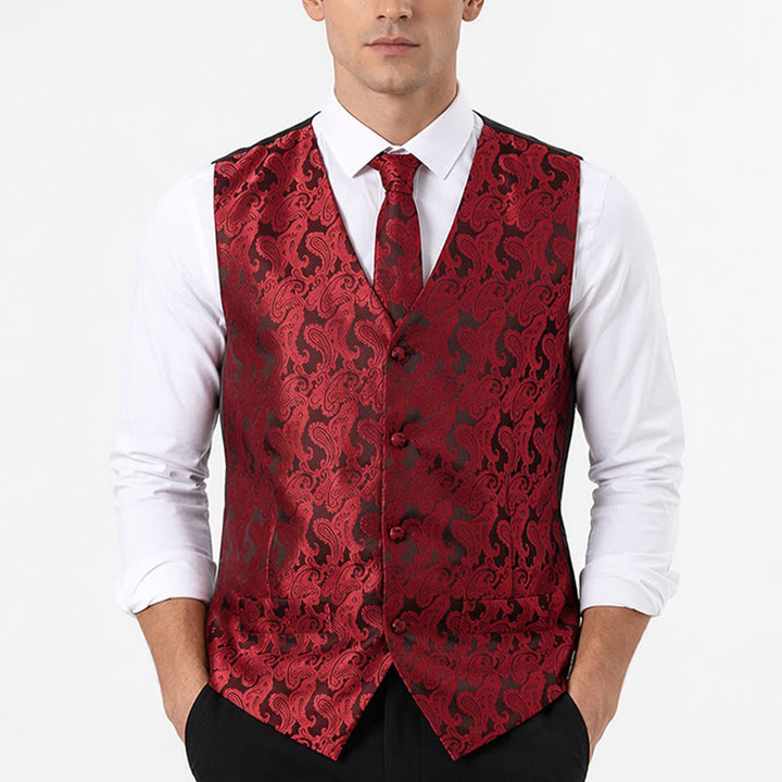 Herren-Allround-Set mit Weste im Paisley-Muster, 3-in-1-Anzugweste - image 1
