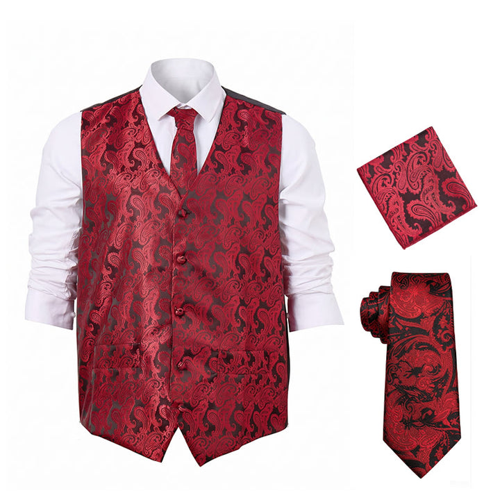 Herren-Allround-Set mit Weste im Paisley-Muster, 3-in-1-Anzugweste - image 14