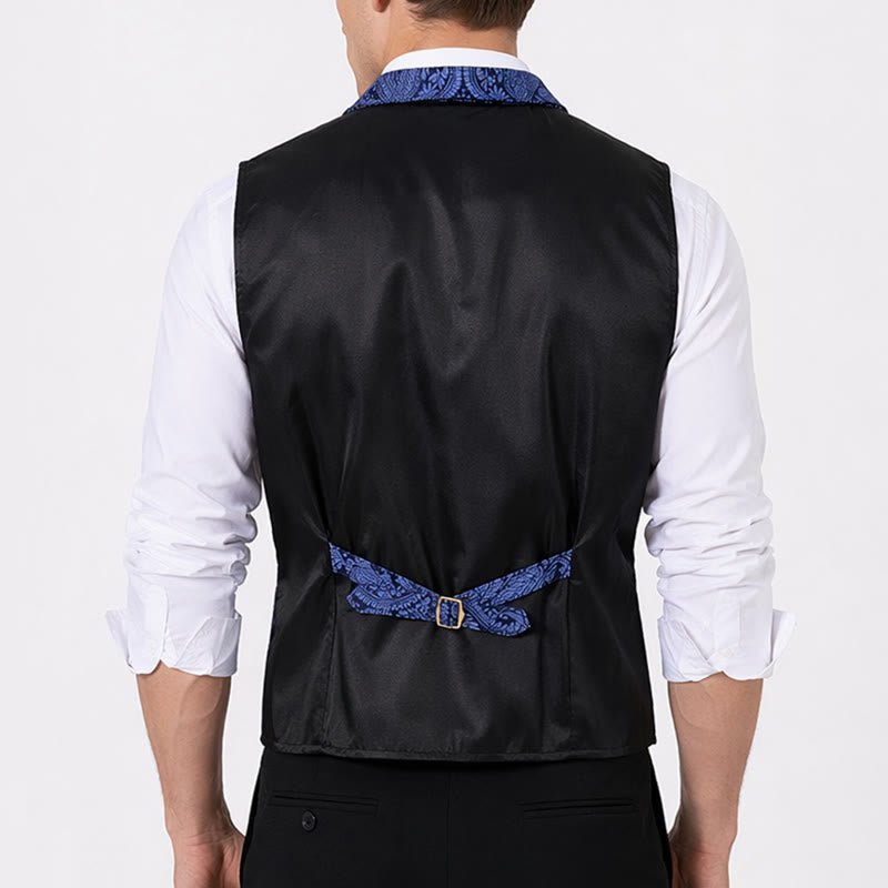 Viktorianische Herren-Anzugweste aus Chenille mit floralem Jacquard-Muster im Gothic-Stil - image 3