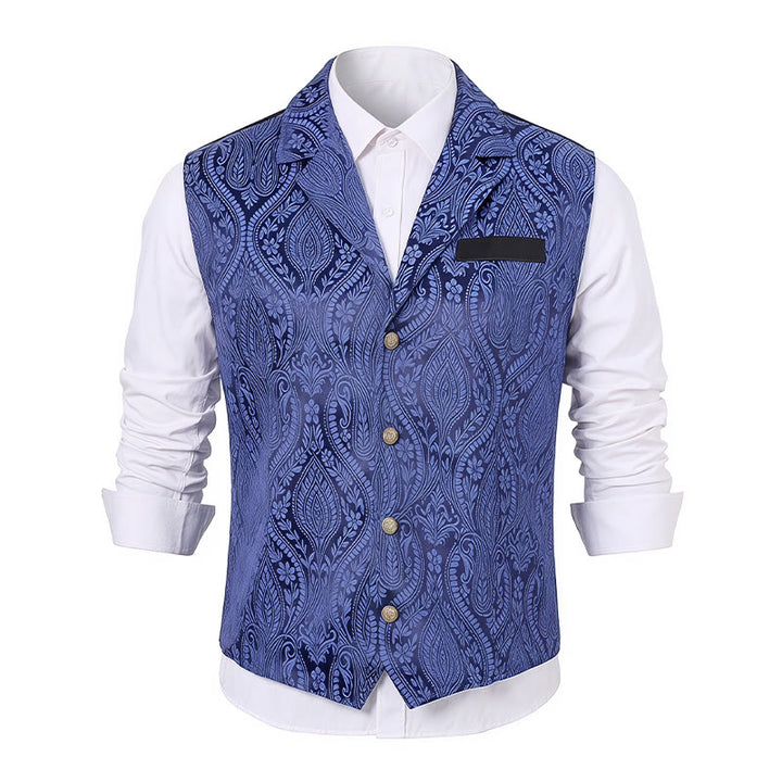Viktorianische Herren-Anzugweste aus Chenille mit floralem Jacquard-Muster im Gothic-Stil - image 10