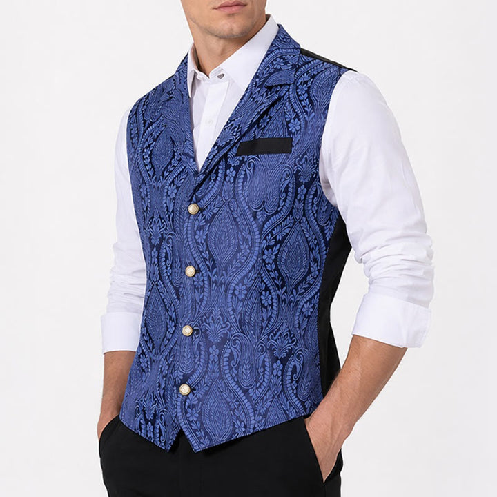 Viktorianische Herren-Anzugweste aus Chenille mit floralem Jacquard-Muster im Gothic-Stil - image 2