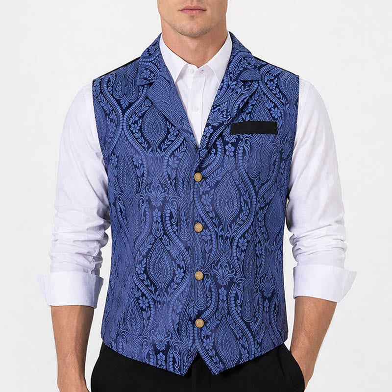 Viktorianische Herren-Anzugweste aus Chenille mit floralem Jacquard-Muster im Gothic-Stil - image 1