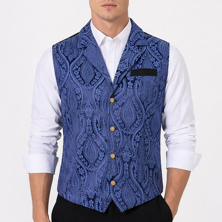 Viktorianische Herren-Anzugweste aus Chenille mit floralem Jacquard-Muster im Gothic-Stil - image 1