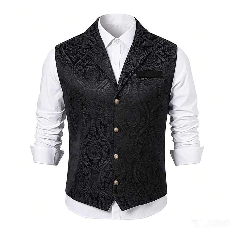 Viktorianische Herren-Anzugweste aus Chenille mit floralem Jacquard-Muster im Gothic-Stil - image 12