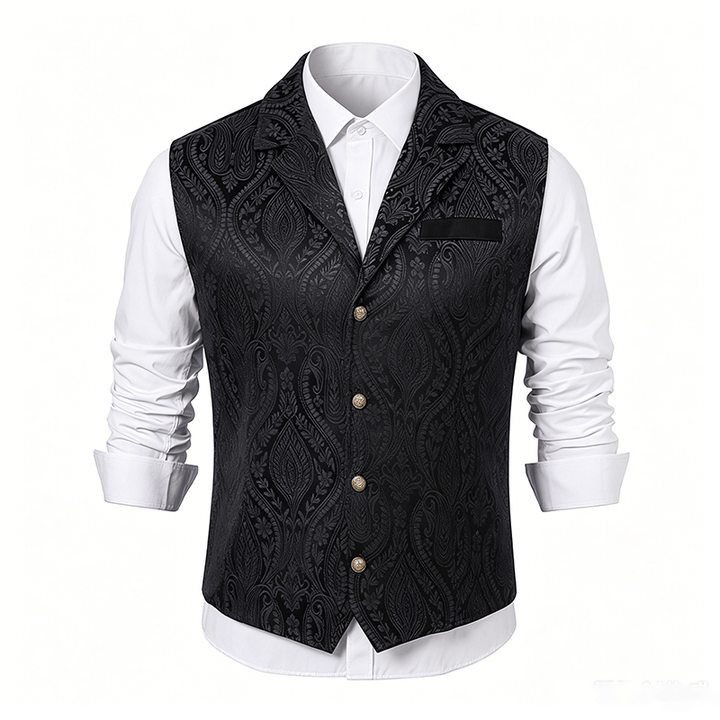 Viktorianische Herren-Anzugweste aus Chenille mit floralem Jacquard-Muster im Gothic-Stil - image 12