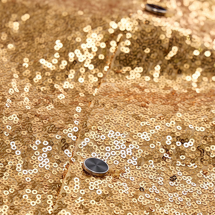 2-teiliger Herren-Partyanzug mit goldener Pailletten-Glitzerweste und Fliege - image 6