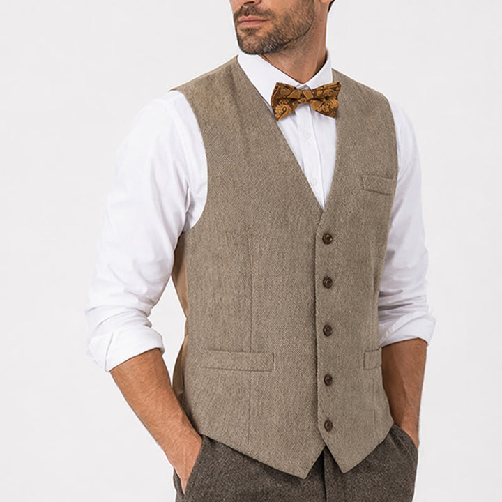 2-teiliges Herren-Anzugset in rustikalem Khaki mit passender Fliege und Paisley-Muster - image 3