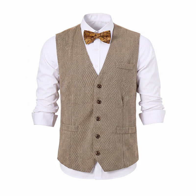 2-teiliges Herren-Anzugset in rustikalem Khaki mit passender Fliege und Paisley-Muster - image 10