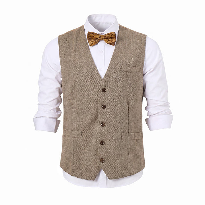 2-teiliges Herren-Anzugset in rustikalem Khaki mit passender Fliege und Paisley-Muster - image 10