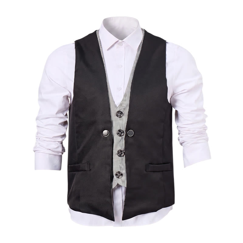 Herren-Anzugweste im urbanen, zweifarbigen Lagenlook mit angedeutetem Lagenmuster - image 10