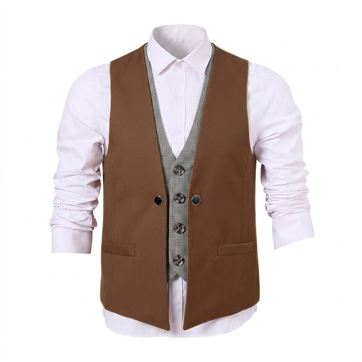 Herren-Anzugweste im urbanen, zweifarbigen Lagenlook mit angedeutetem Lagenmuster - image 12