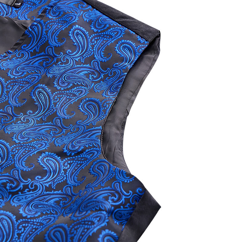 Herren-Anzugweste mit Paisley-Blumenmuster und Fliege - image 10