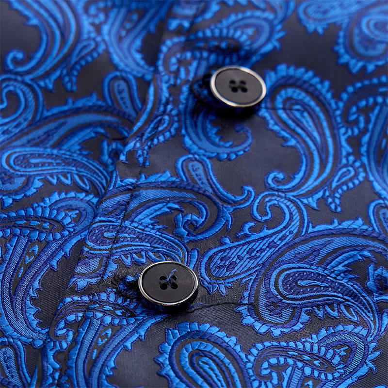 Herren-Anzugweste mit Paisley-Blumenmuster und Fliege - image 11