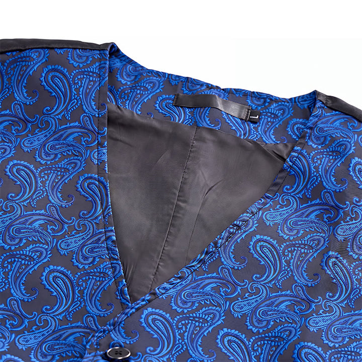 Herren-Anzugweste mit Paisley-Blumenmuster und Fliege - image 9