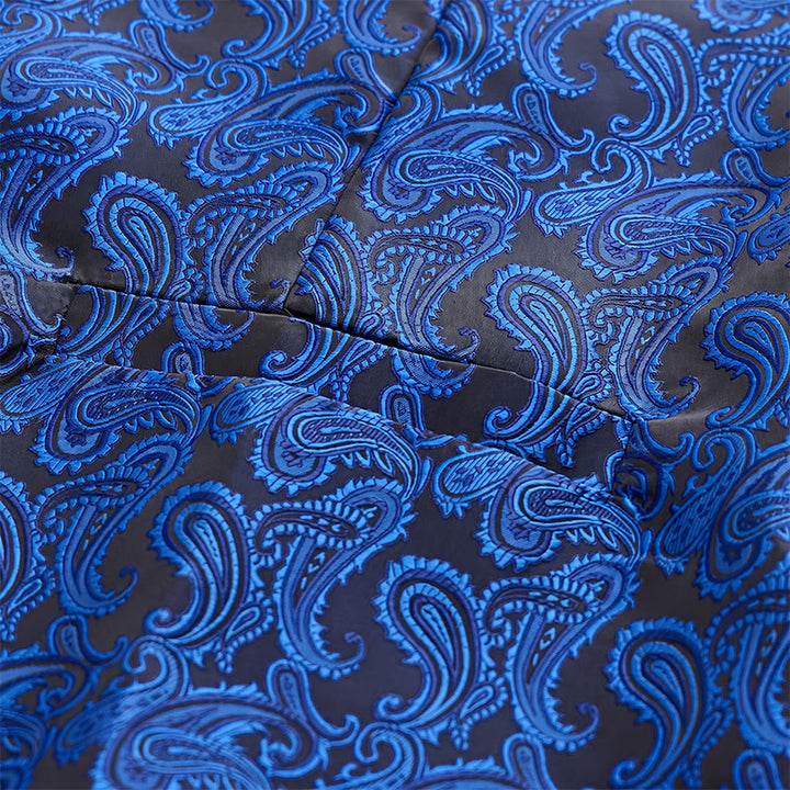 Herren-Anzugweste mit Paisley-Blumenmuster und Fliege - image 12