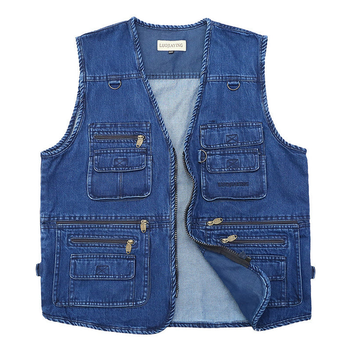 Ärmellose Vintage-Jeansweste aus Techwear mit mehreren Reißverschlüssen - image 6