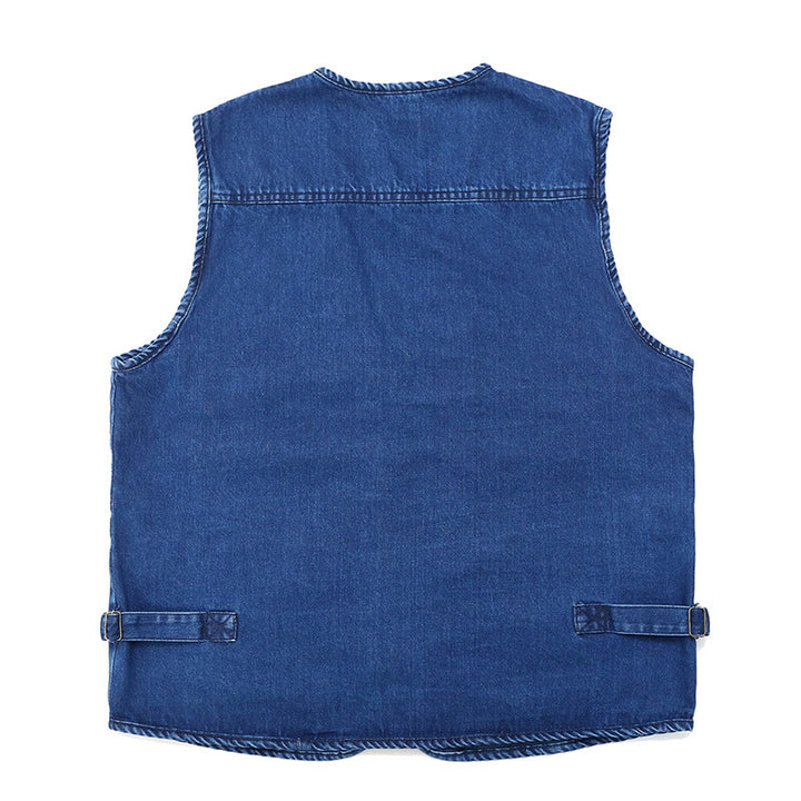 Ärmellose Vintage-Jeansweste aus Techwear mit mehreren Reißverschlüssen - image 7