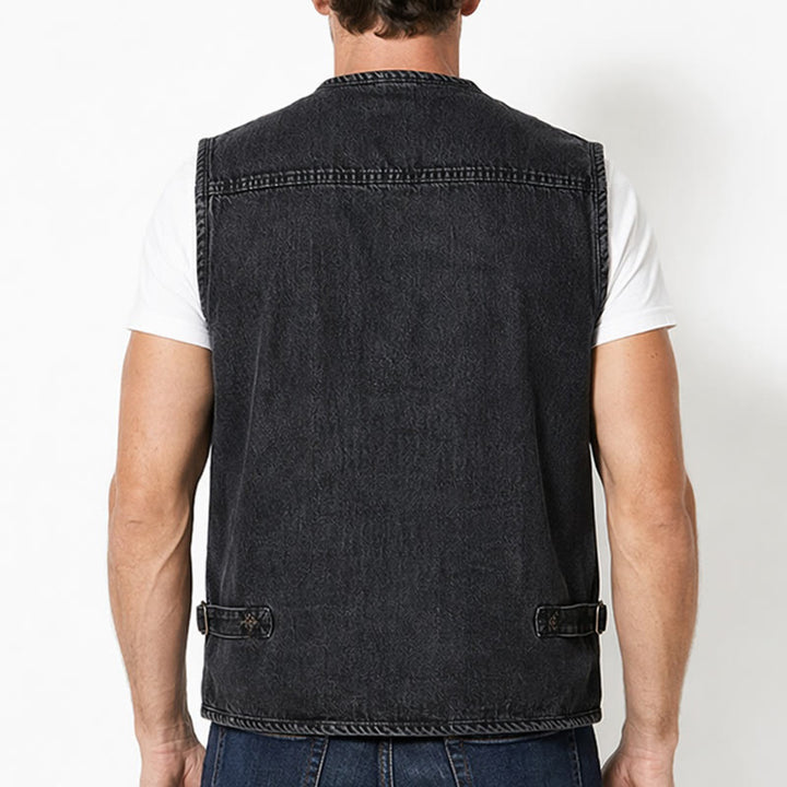 Ärmellose Vintage-Jeansweste aus Techwear mit mehreren Reißverschlüssen - image 2