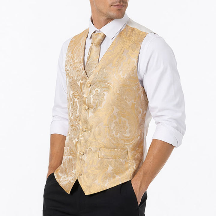 Herren-Weste im Vintage-Paisley-Jacquard-Muster, formelle Anzugweste - image 2