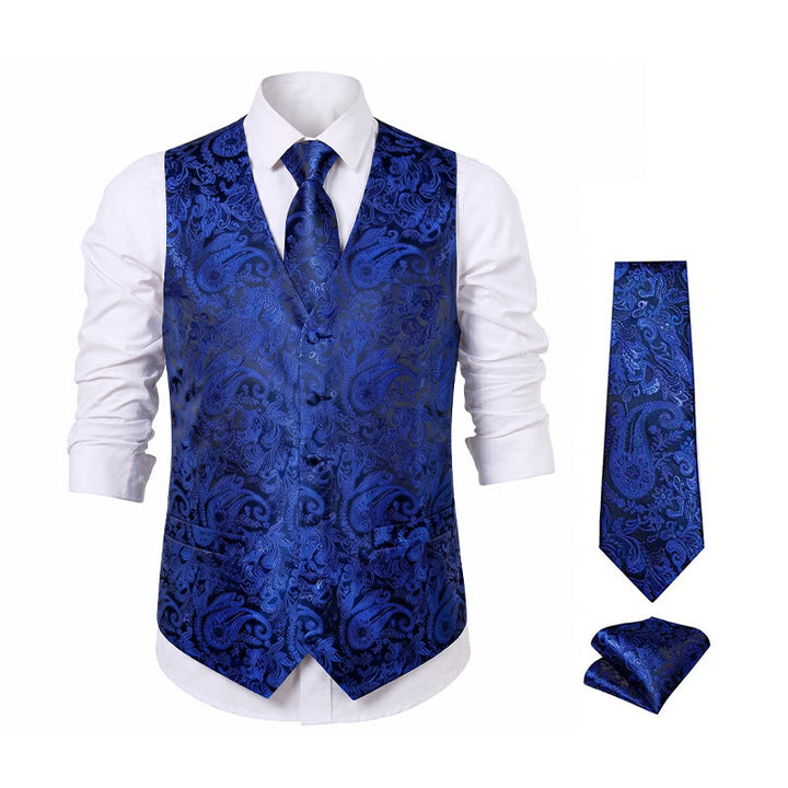 Herren-Weste im Vintage-Paisley-Jacquard-Muster, formelle Anzugweste - image 18