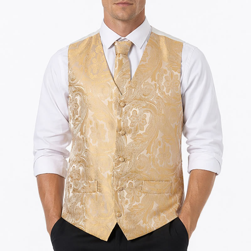 Herren-Weste im Vintage-Paisley-Jacquard-Muster, formelle Anzugweste - image 1