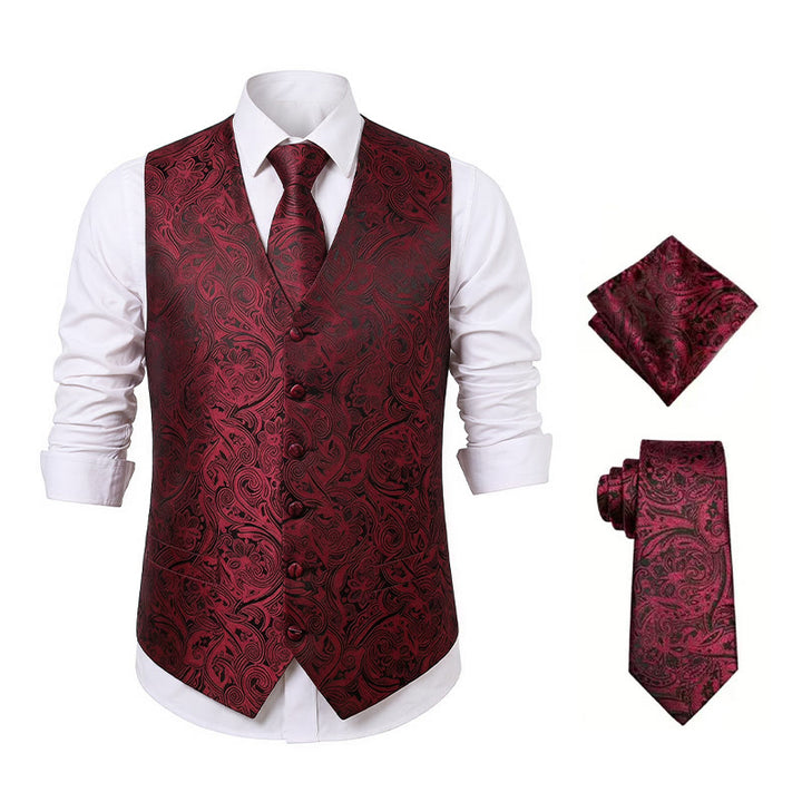 Herren-Weste im Vintage-Paisley-Jacquard-Muster, formelle Anzugweste - image 20