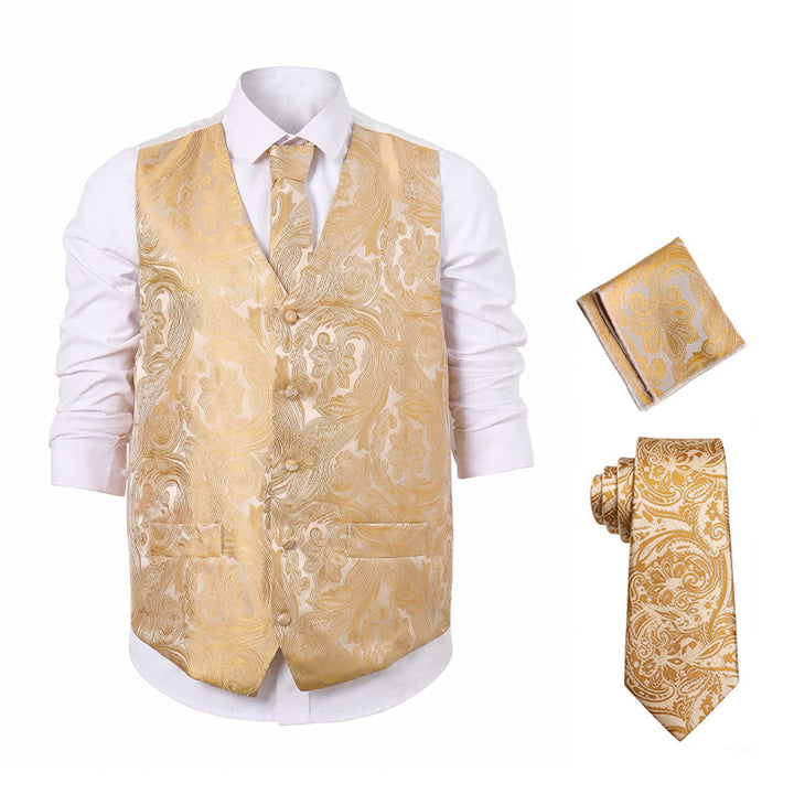 Herren-Weste im Vintage-Paisley-Jacquard-Muster, formelle Anzugweste - image 17