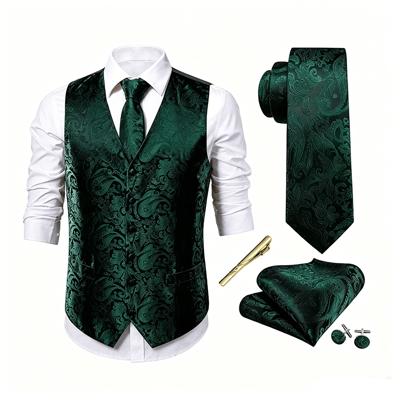 Herren-Weste im Vintage-Paisley-Jacquard-Muster, formelle Anzugweste - image 19