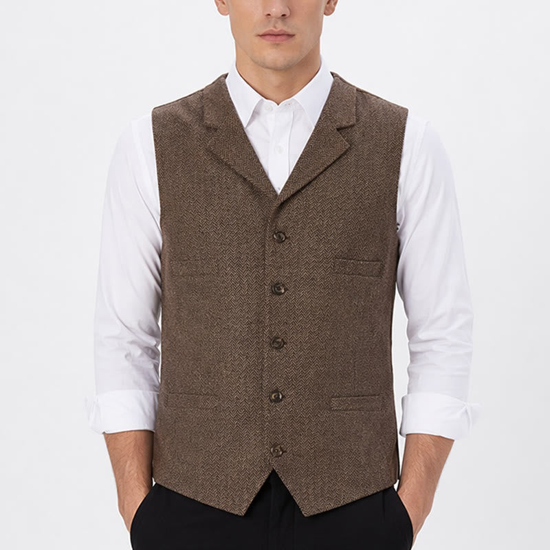 Herren-Anzugweste mit Fischgrätmuster und Zierkette - image 1