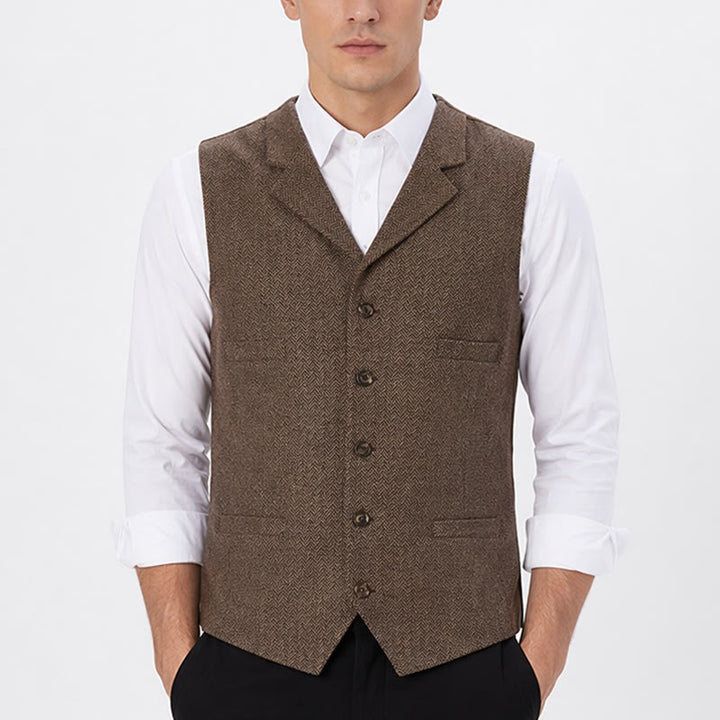 Herren-Anzugweste mit Fischgrätmuster und Zierkette - image 1