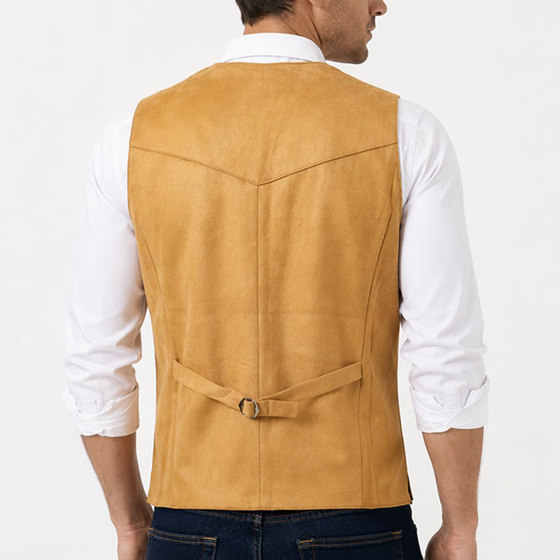 Lässige Herrenweste im Western-Wildleder-Look zum Layern - image 3