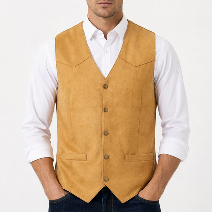 Lässige Herrenweste im Western-Wildleder-Look zum Layern - image 1