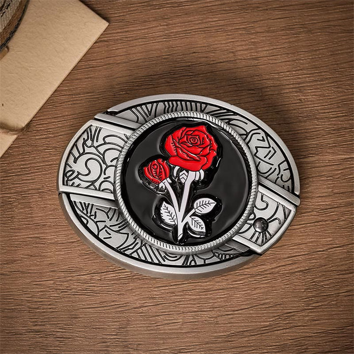 Romantischer Ledergürtel mit roter Rose, DIY-Versteckte Klappmesserschnalle - image 10
