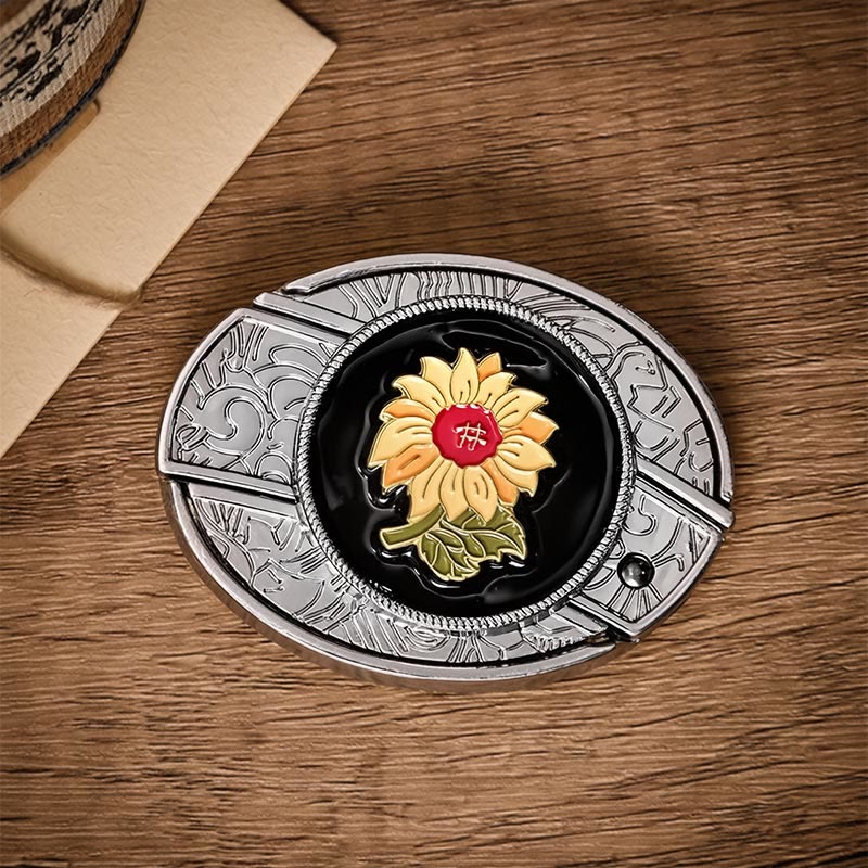 Sonnenblumen-DIY-Verstecktes Klappmesser-Schnalle Ledergürtel - image 10