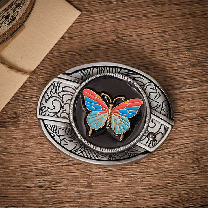 Bunter Schmetterling DIY Verstecktes Klappmesser Schnalle Ledergürtel - image 10