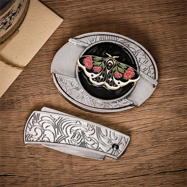 Rose Moth Gothic DIY Verstecktes Klappmesser Schnalle Ledergürtel - image 10