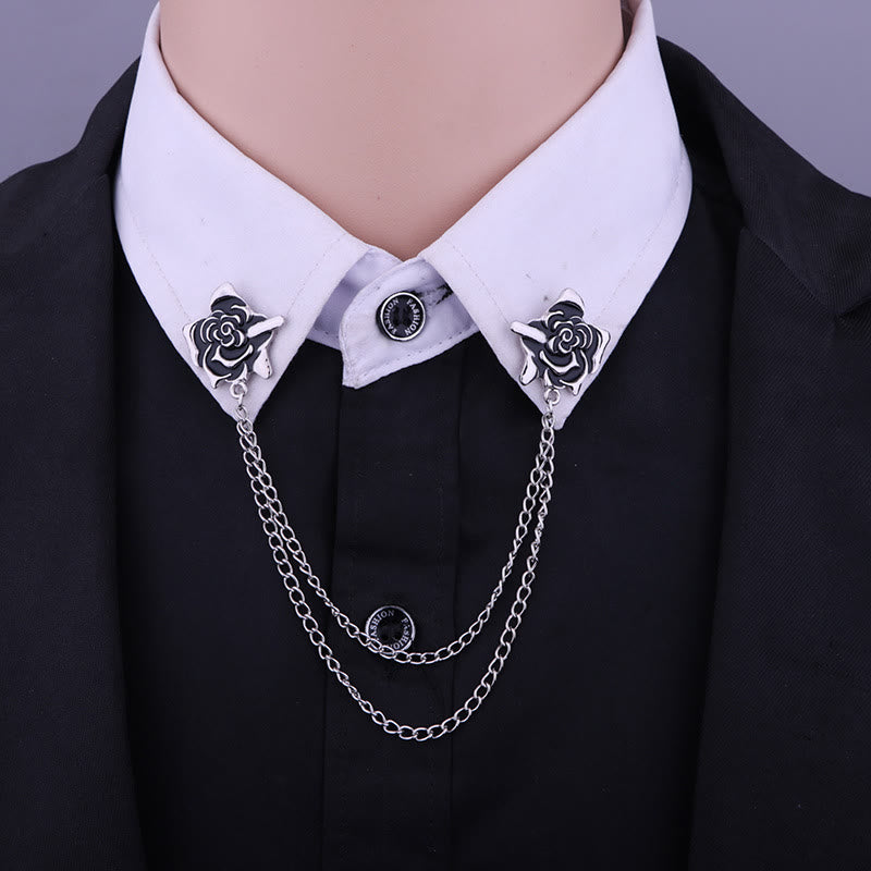 Rosendorn-Brosche im Gothic-Stil für Hemden - Schwarz & Silber - image 0
