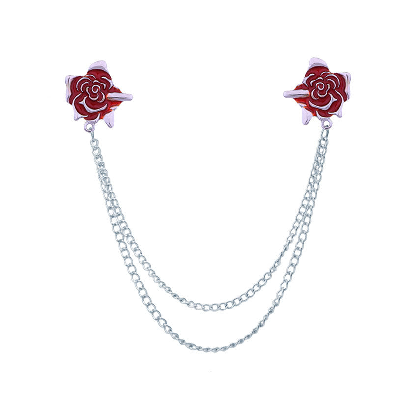 Rosendorn-Brosche im Gothic-Stil für Hemden - Rot & Silber - image 10