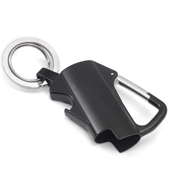 3-in-1 EDC-Schlüsselanhänger mit Werkzeug, Karabiner und Feuerzeugetui - Schwarz - image 1