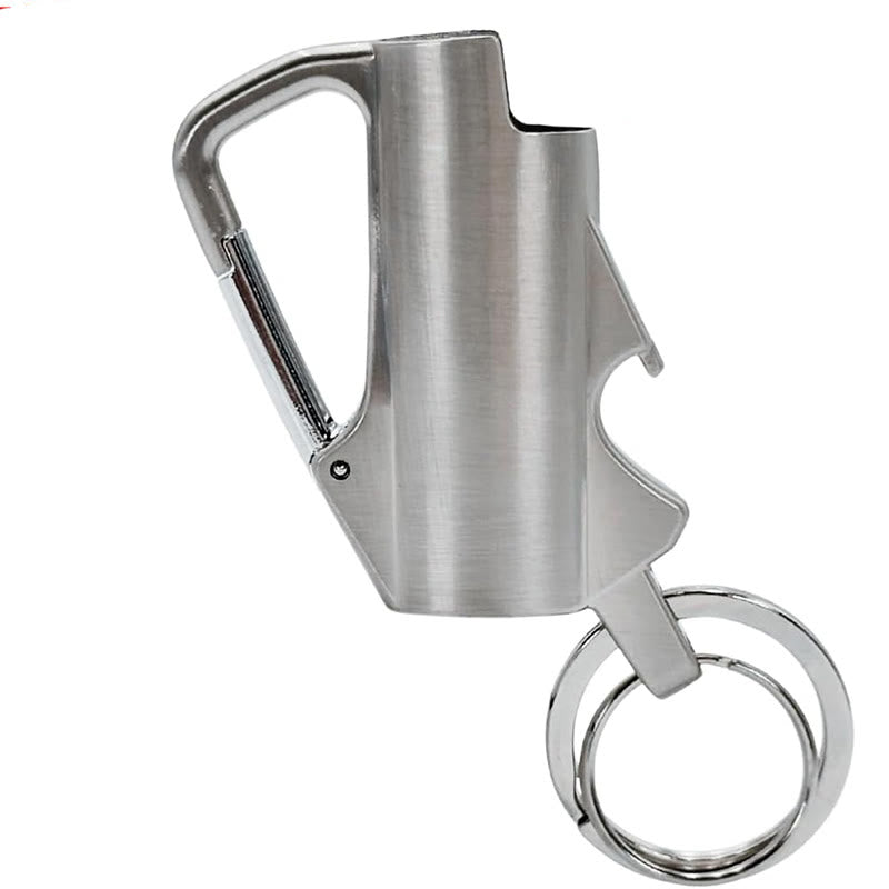 3-in-1 EDC-Schlüsselanhänger mit Werkzeug, Karabiner und Feuerzeugetui - Silber - image 5