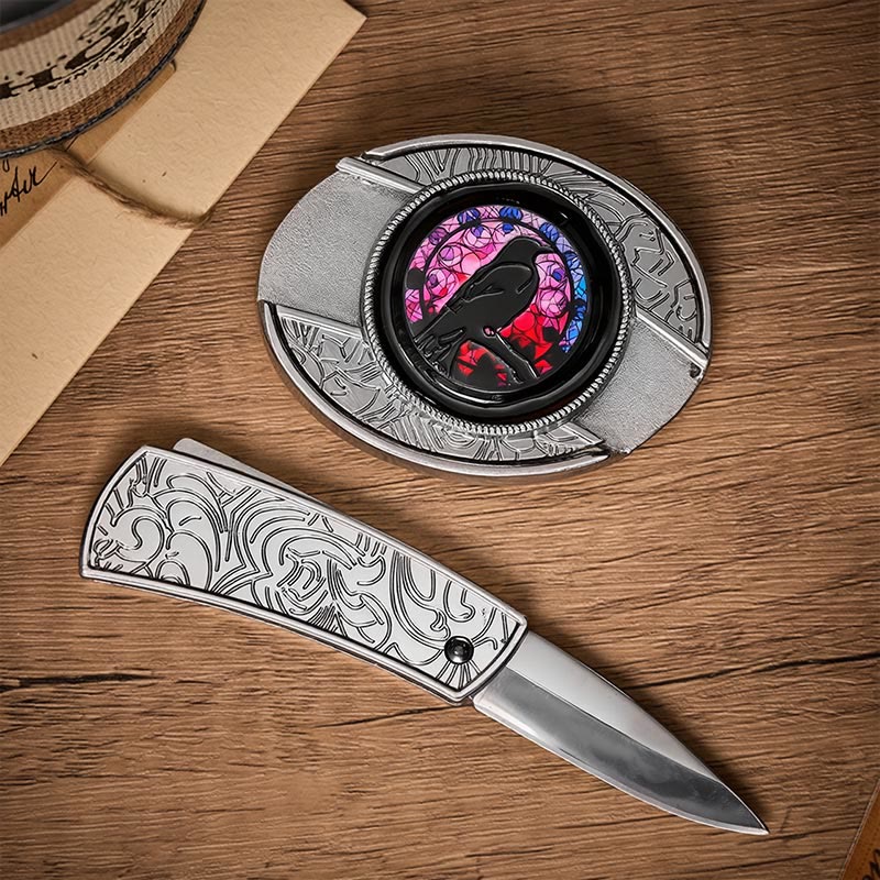 Witchy Raven DIY Verstecktes Klappmesser Schnalle Ledergürtel - image 1