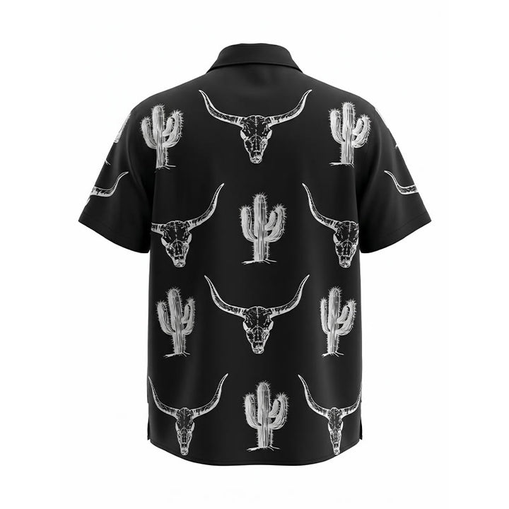 Hemd mit auffälligem Western-Motiv: Grafik mit Kaktus und Longhorn - image 10