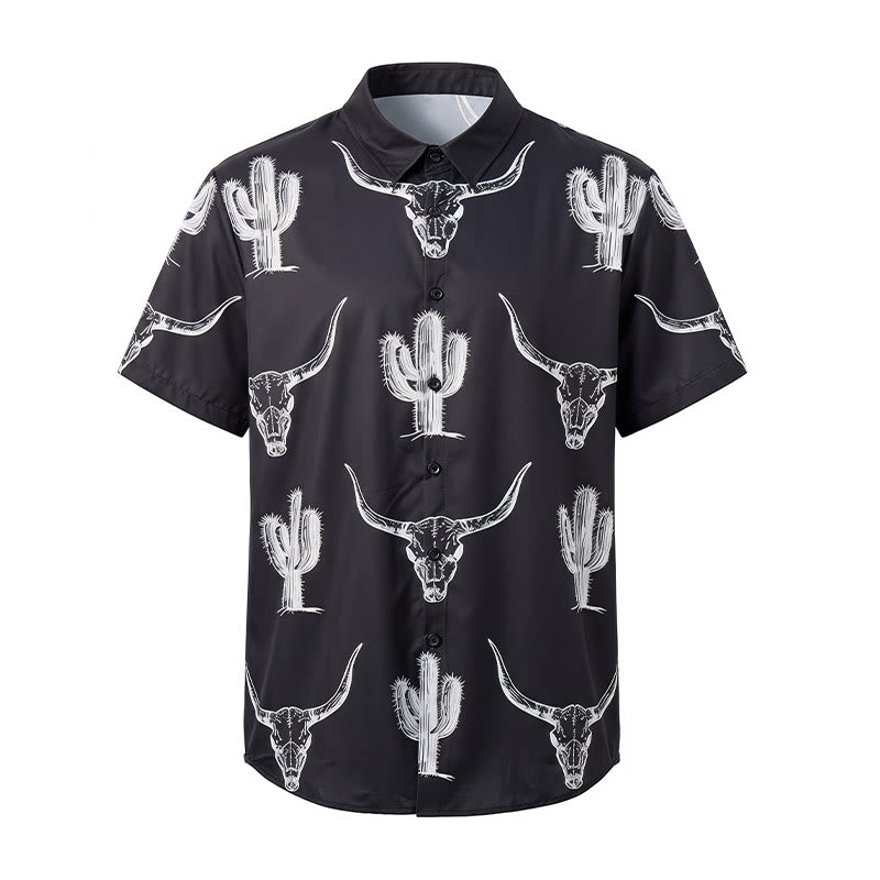 Hemd mit auffälligem Western-Motiv: Grafik mit Kaktus und Longhorn - image 9