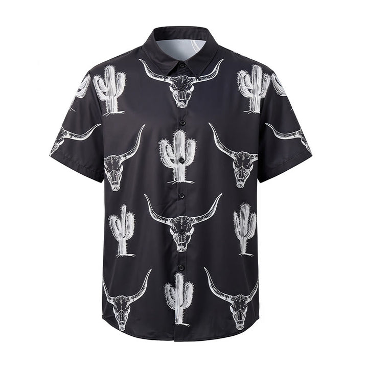 Hemd mit auffälligem Western-Motiv: Grafik mit Kaktus und Longhorn - image 9