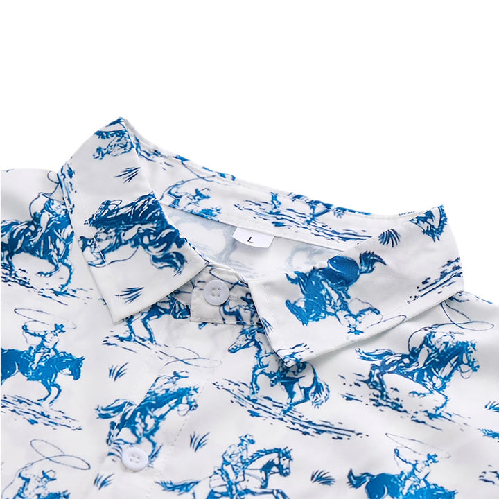 Blau-weißes Ride Into Style Classic Cowboy Charm Hemd - image 3
