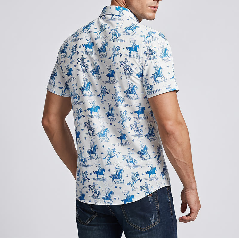 Blau-weißes Ride Into Style Classic Cowboy Charm Hemd - image 2