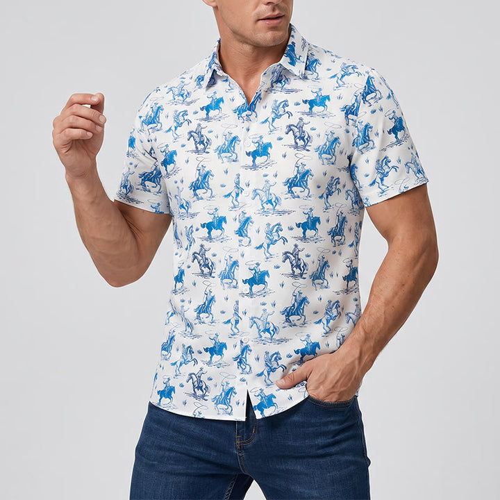 Blau-weißes Ride Into Style Classic Cowboy Charm Hemd - image 1