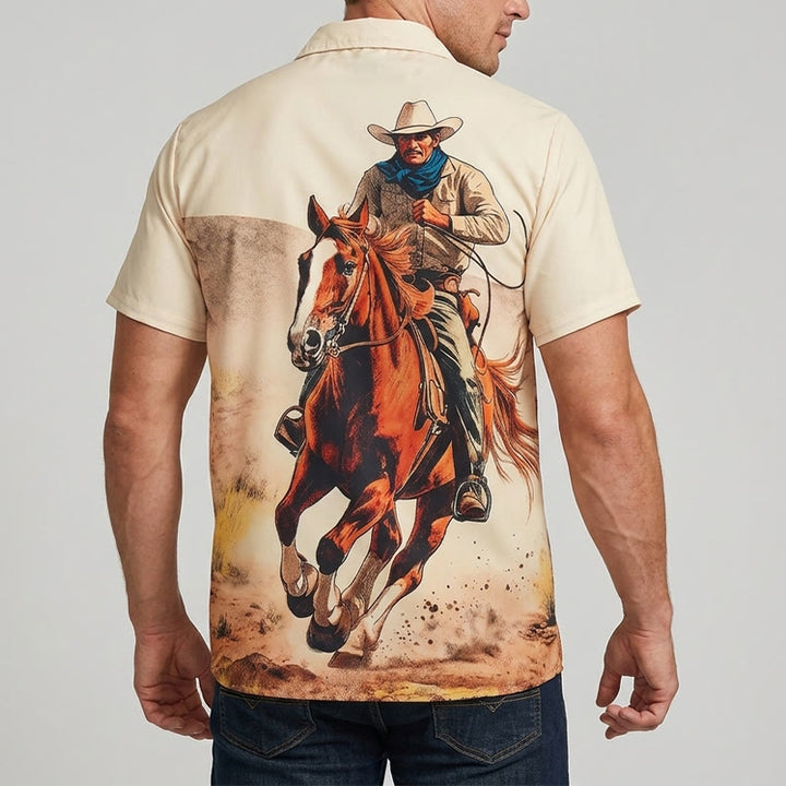 Westernhemd mit Cowboy-Print und einsamer Reiter - image 2