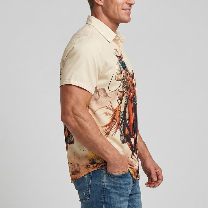 Westernhemd mit Cowboy-Print und einsamer Reiter - image 3